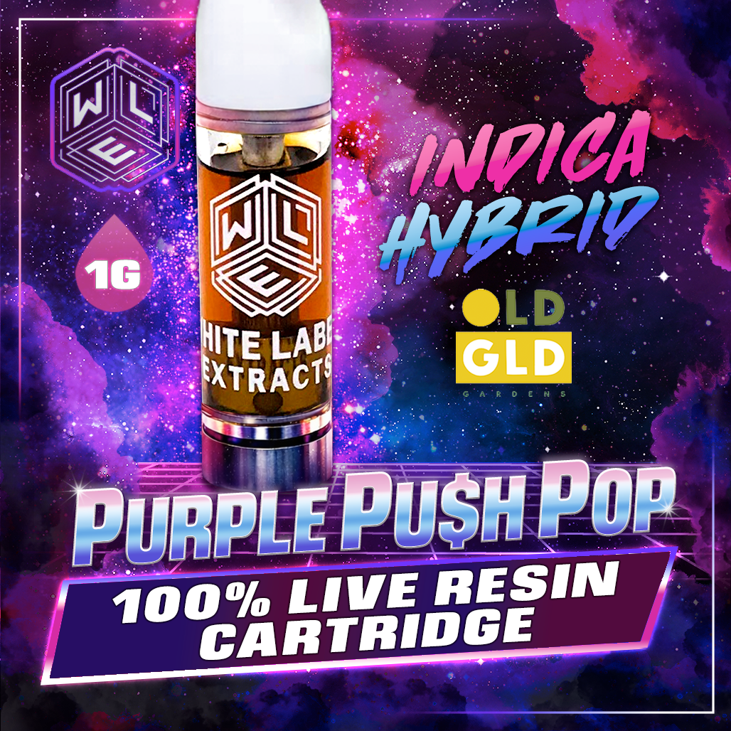 White Label Extracts 1g Live Resin Cartridge - Purple Push Pop