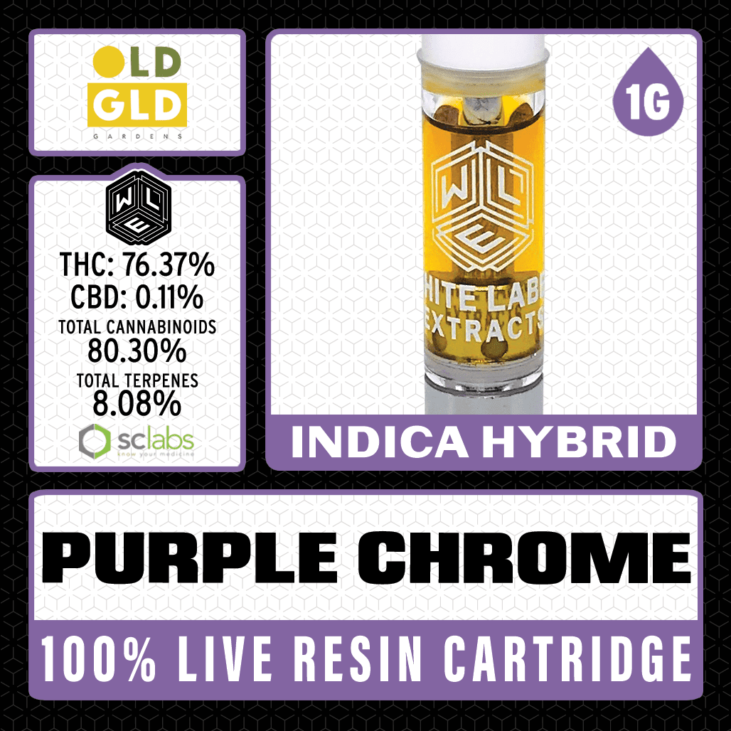 White Label Extracts 1g Live Resin Cartridge - Purple Chrome