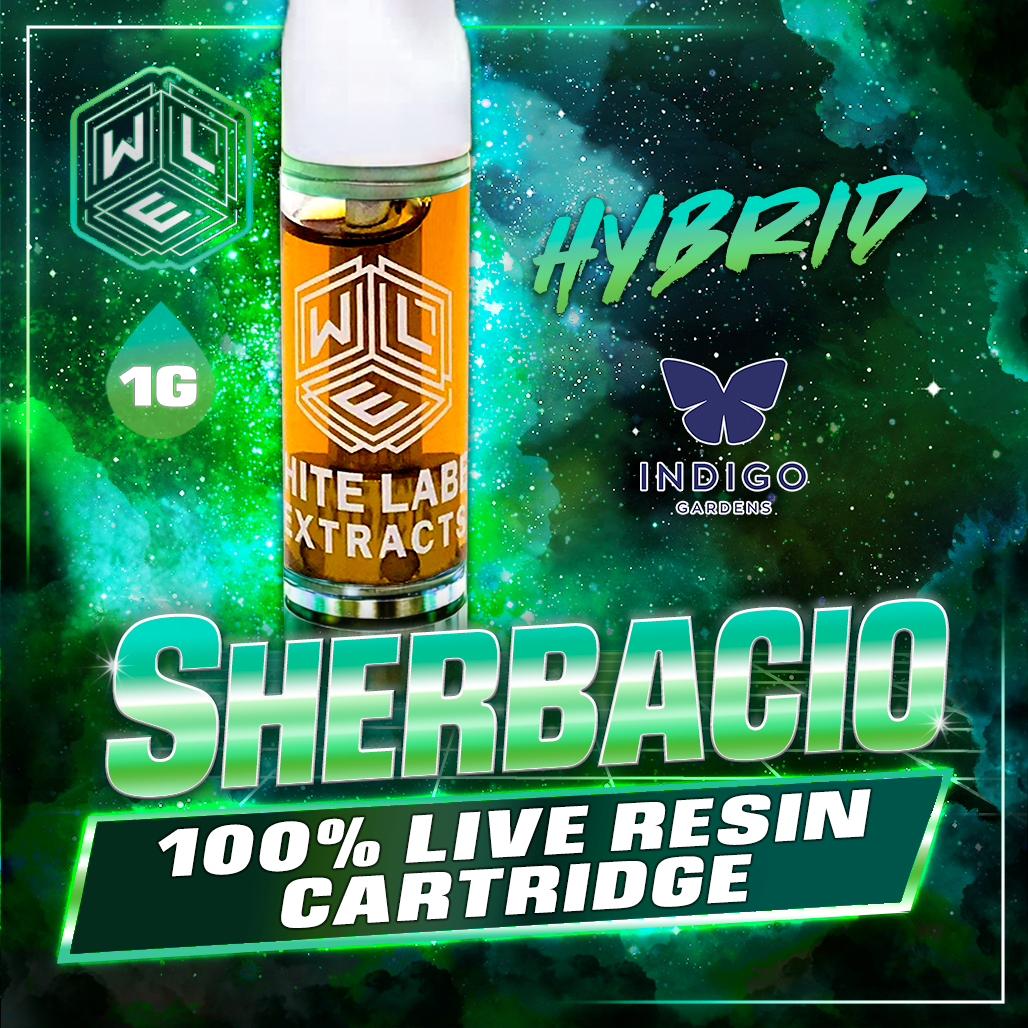 White Label Extracts 1g Live Resin Cartridge - Sherbacio