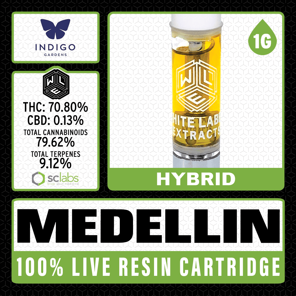 White Label Extracts 1g Live Resin Cartridge - Medellin