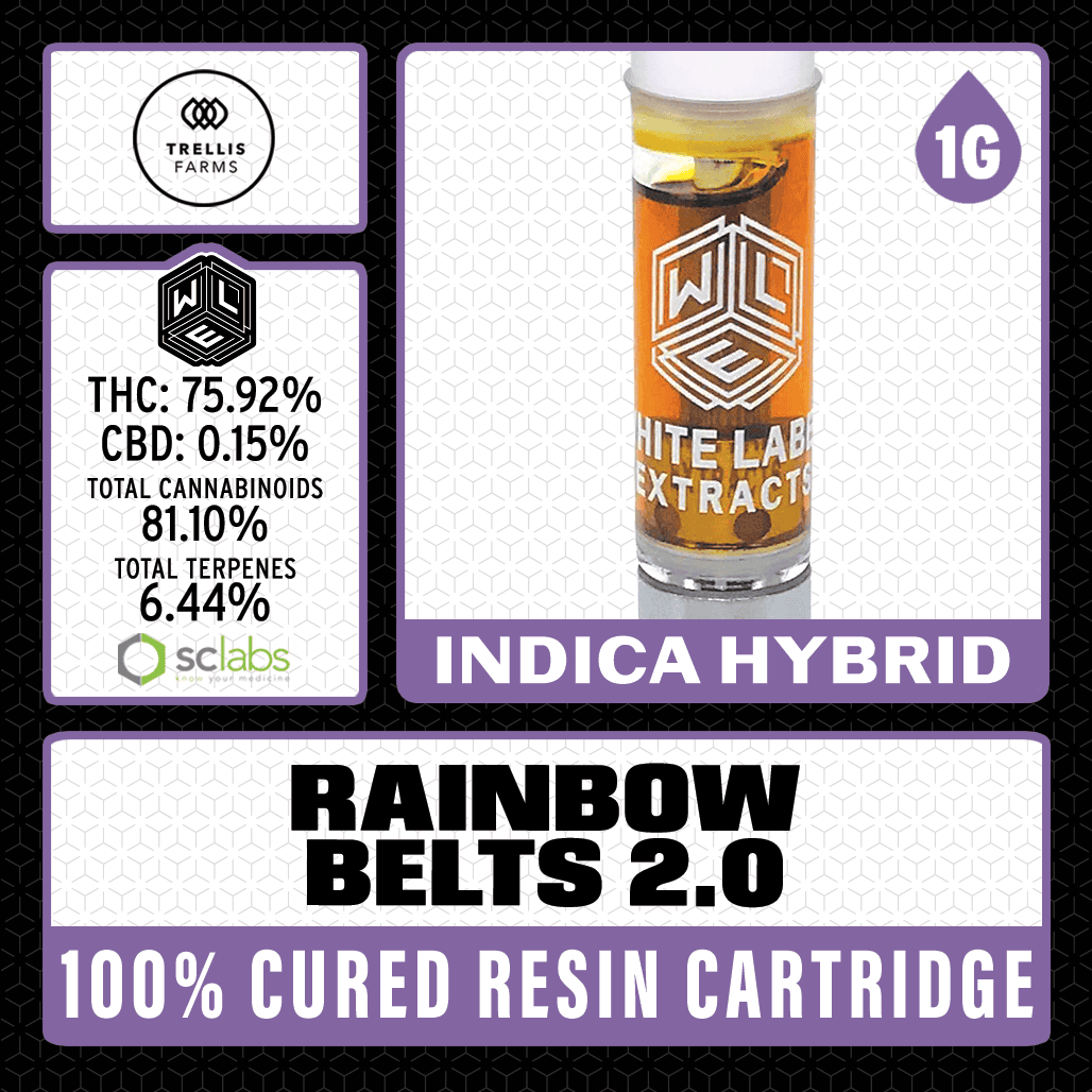 White Label Extracts 1g Cured Resin Cartridge - Rainbow Belts 2.0