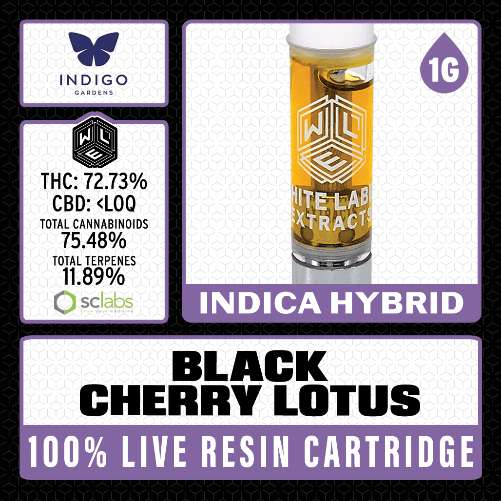 White Label Extracts 1g Live Resin Cartridge - Black Cherry Lotus