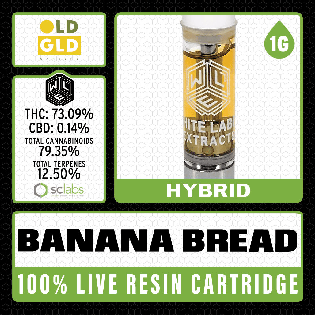 White Label Extracts 1g Live Resin Cartridge - Banana Bread
