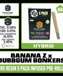 WLE Infused 1g Pre-Roll 5 pack - Banana Z x Bubbgum Bonkers