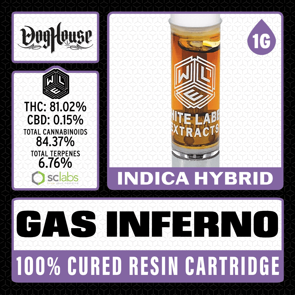 White Label Extracts 1g Cured Resin Cartridge - Gas Inferno