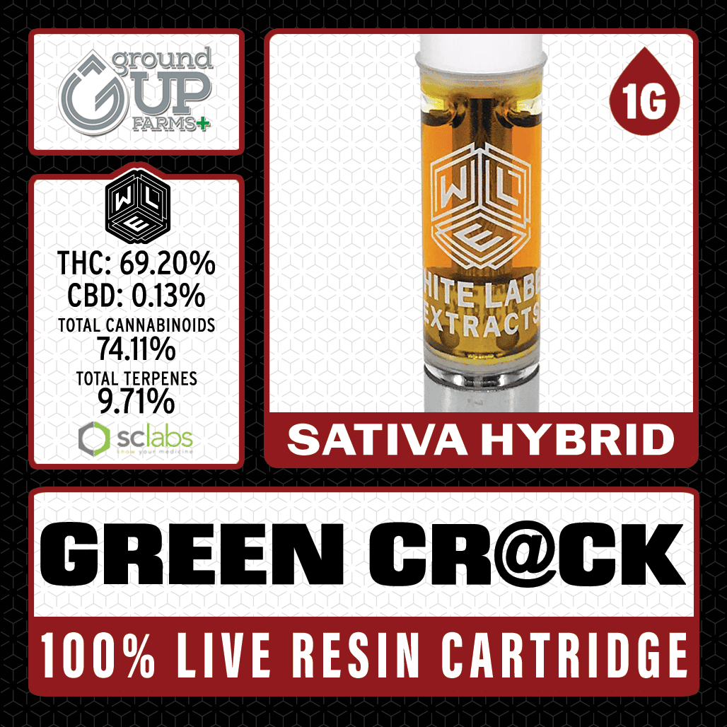 White Label Extracts 1g Live Resin Cartridge - Green Cr@ck
