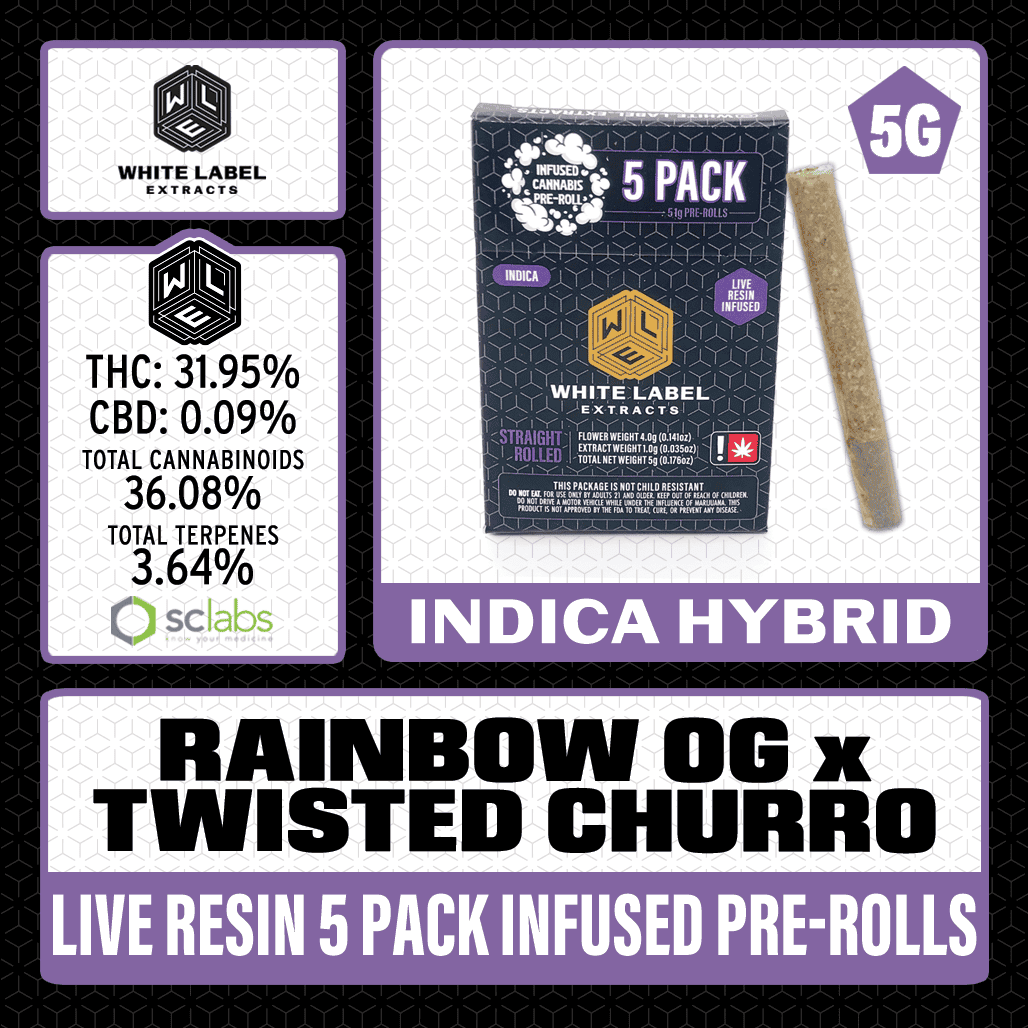 WLE Infused 1g Pre-Roll 5 pack - Rainbow OG x Twisted Churro