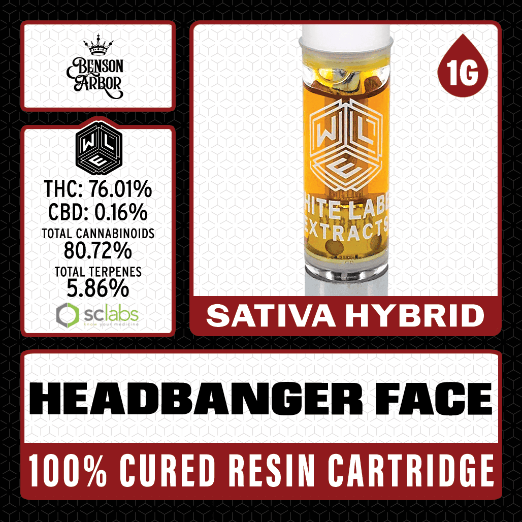 White Label Extracts 1g Cured Resin Cartridge - Headbanger Face