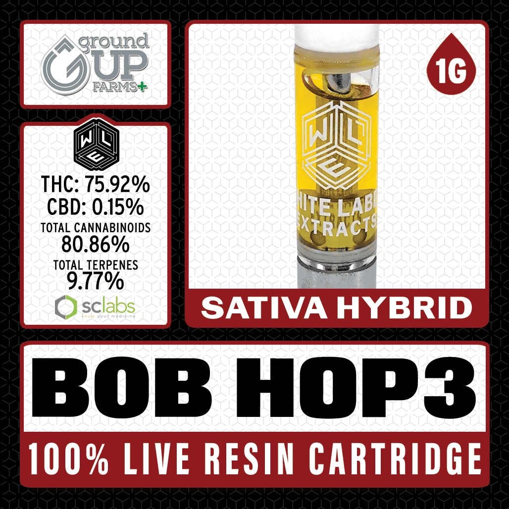 White Label Extracts 1g Live Resin Cartridge - Bob Hop3
