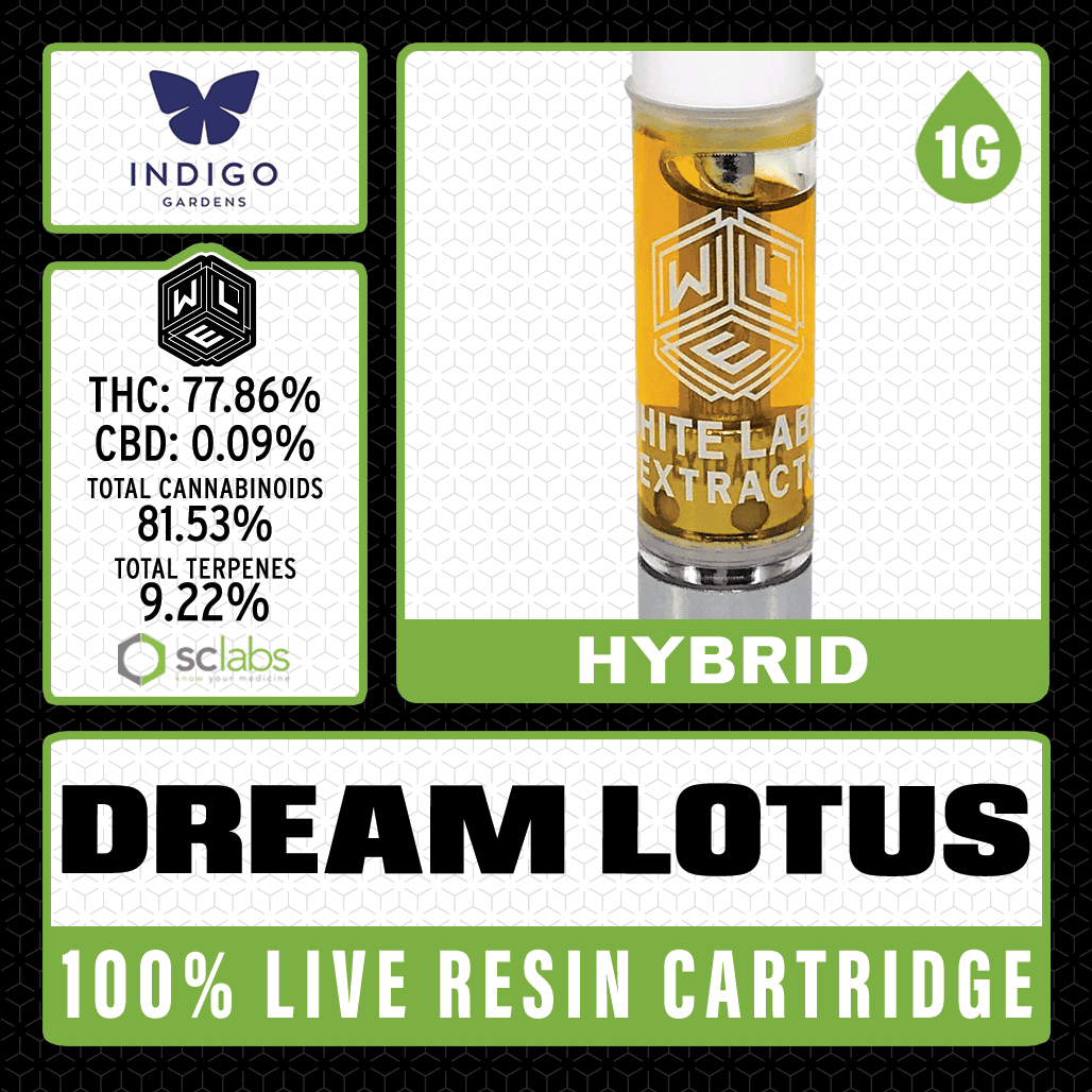 White Label Extracts 1g Live Resin Cartridge - Dream Lotus
