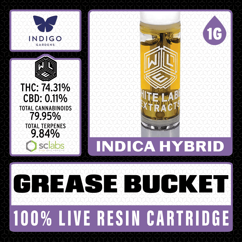 White Label Extracts 1g Live Resin Cartridge - Grease Bucket